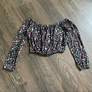 H&M Coachella Floral Off the Shoulder Long Sleeve Top